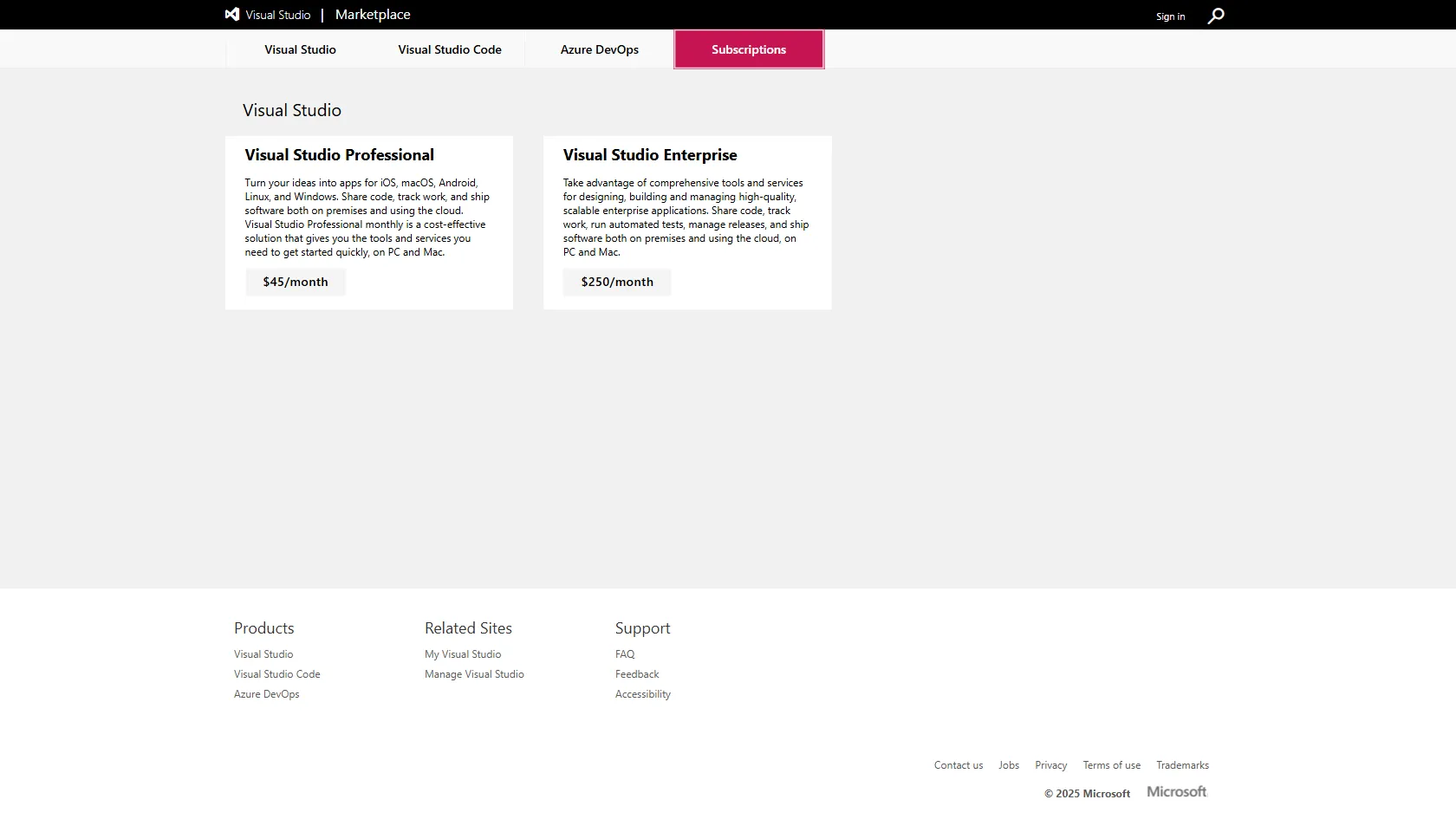 Visual Studio Marketplace screen shot