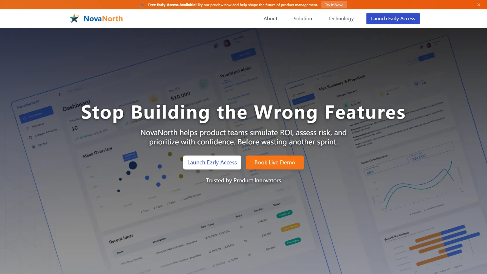 Screenshot or logo of NovaNorth tool