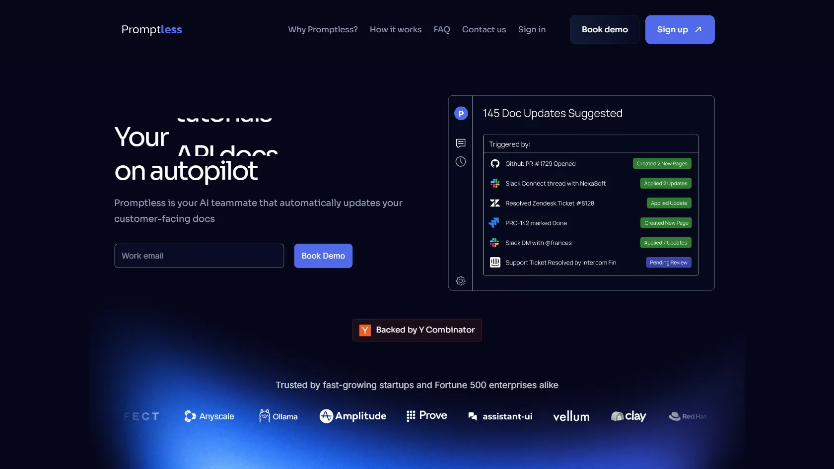 Screenshot or logo of Promptless tool