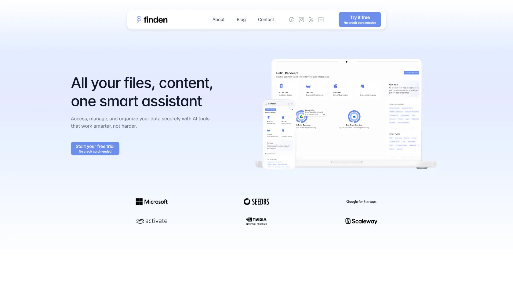 Finden screen shot