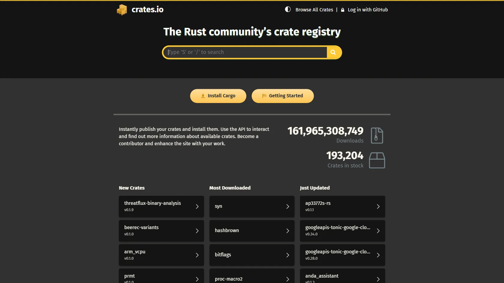 Screenshot or logo of crates.io tool