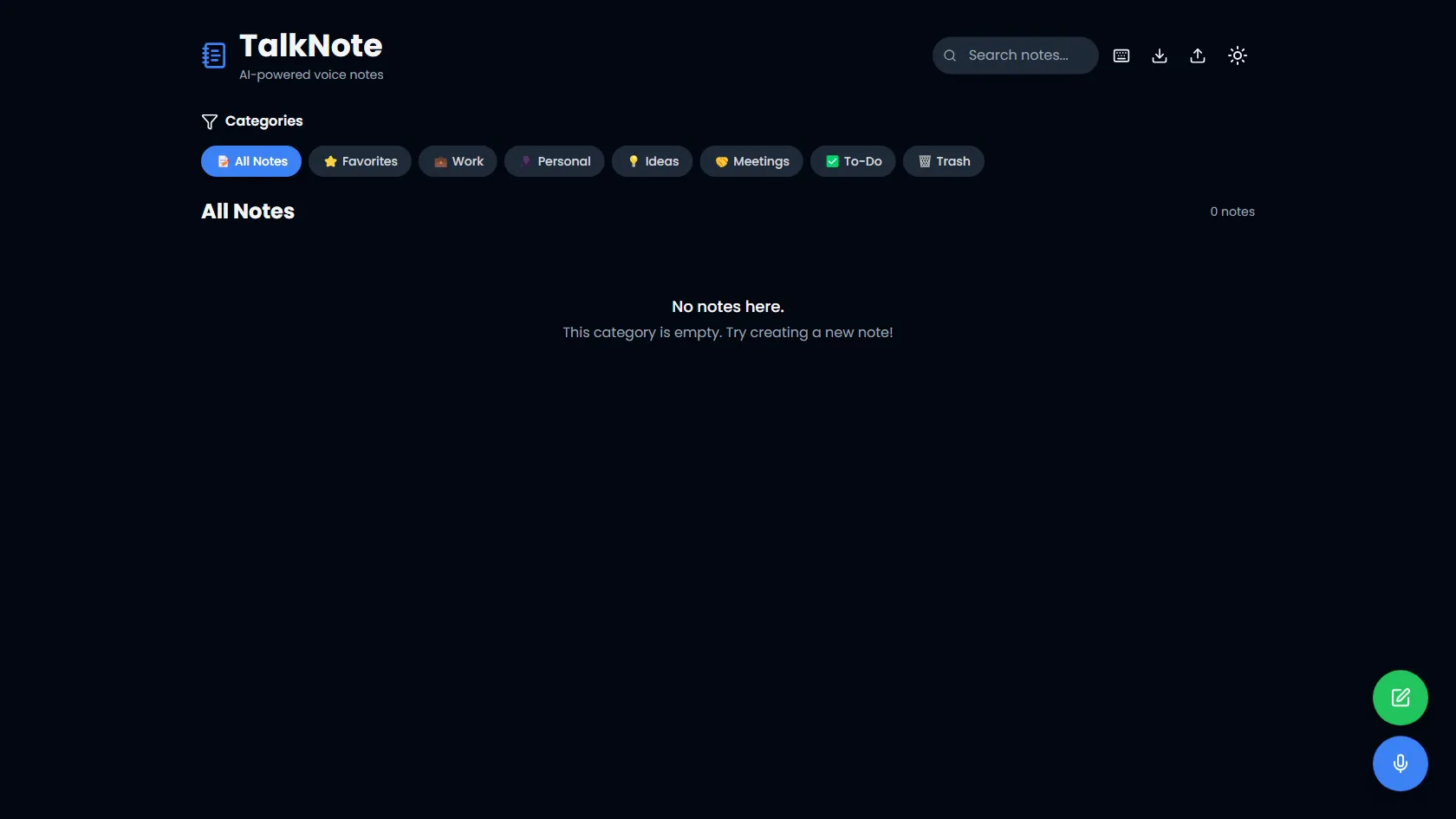 TalkNote screen shot