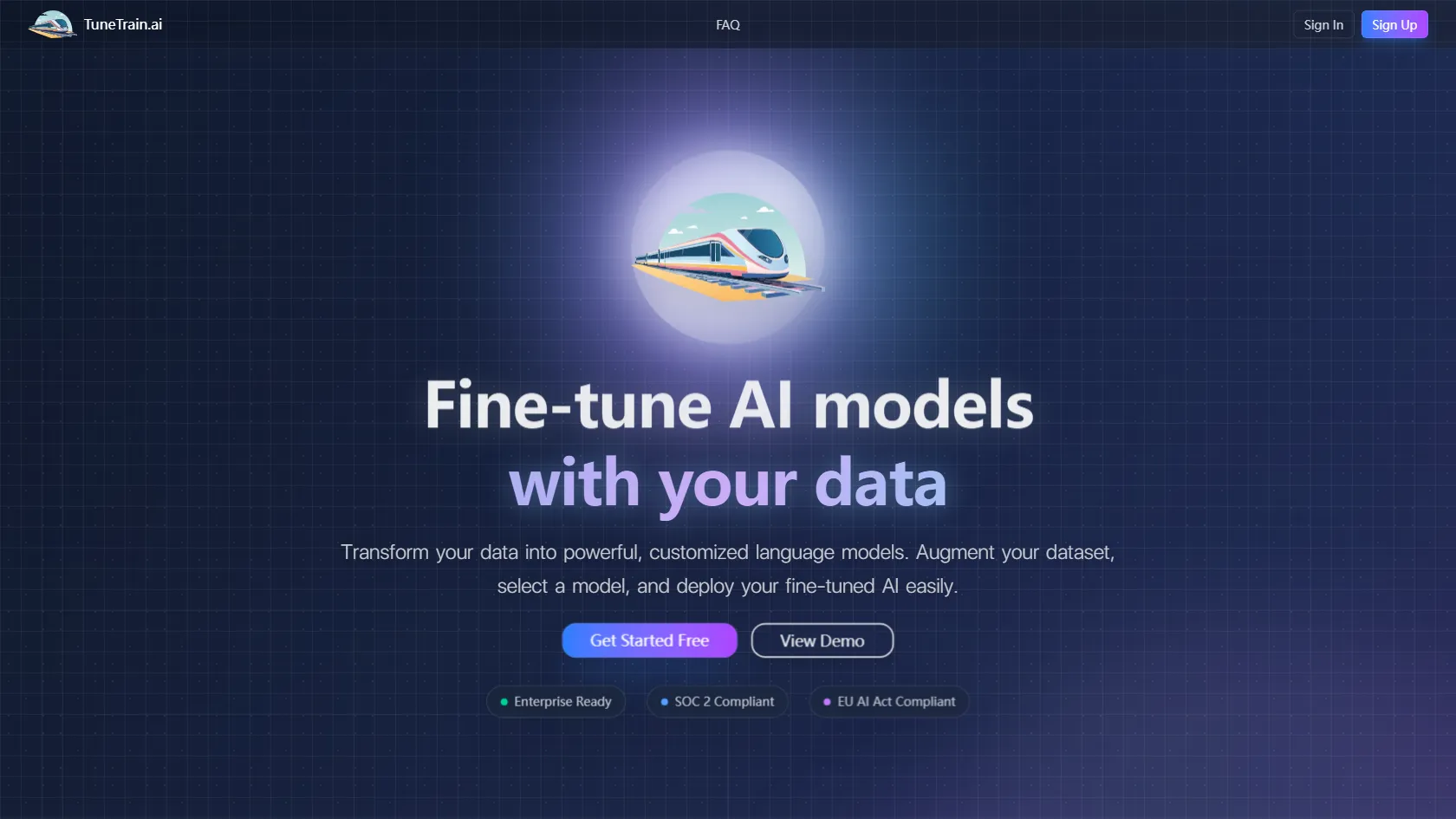 Screenshot or logo of TuneTrain.ai tool
