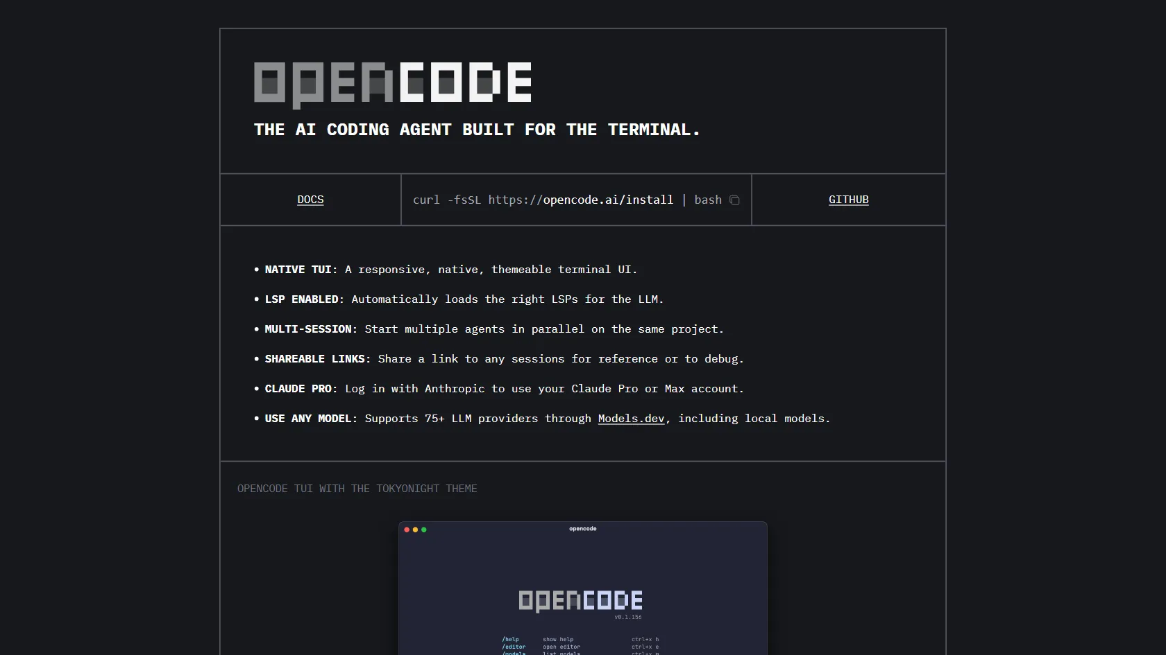 opencode screen shot