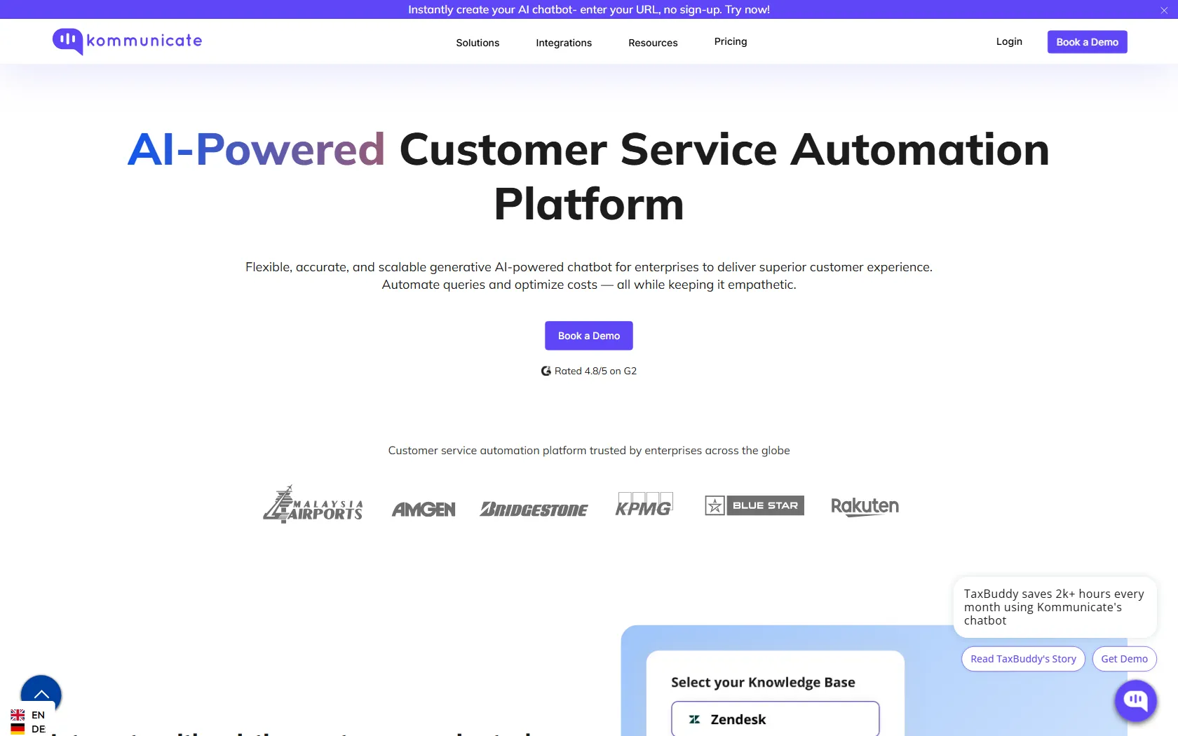 Screenshot or logo of Kommunicate tool