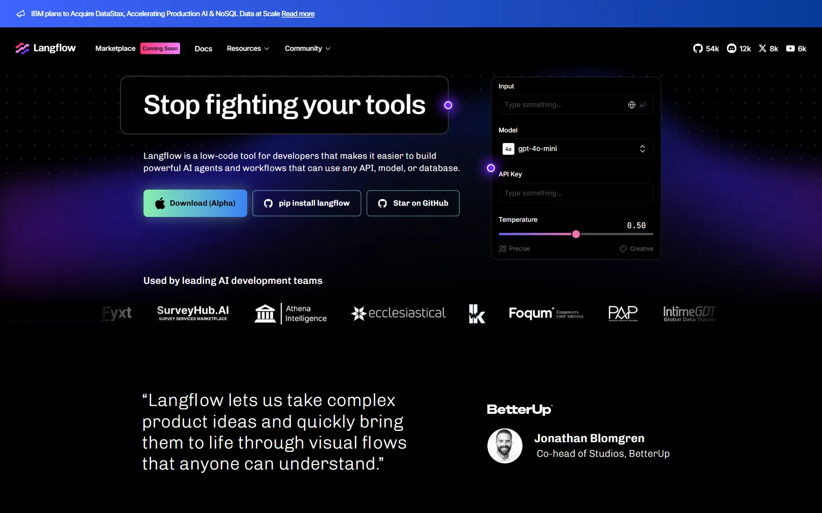 Screenshot or logo of Langflow tool