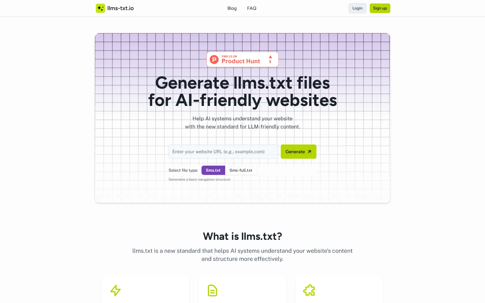 Screenshot or logo of LLMs.txt Generator tool