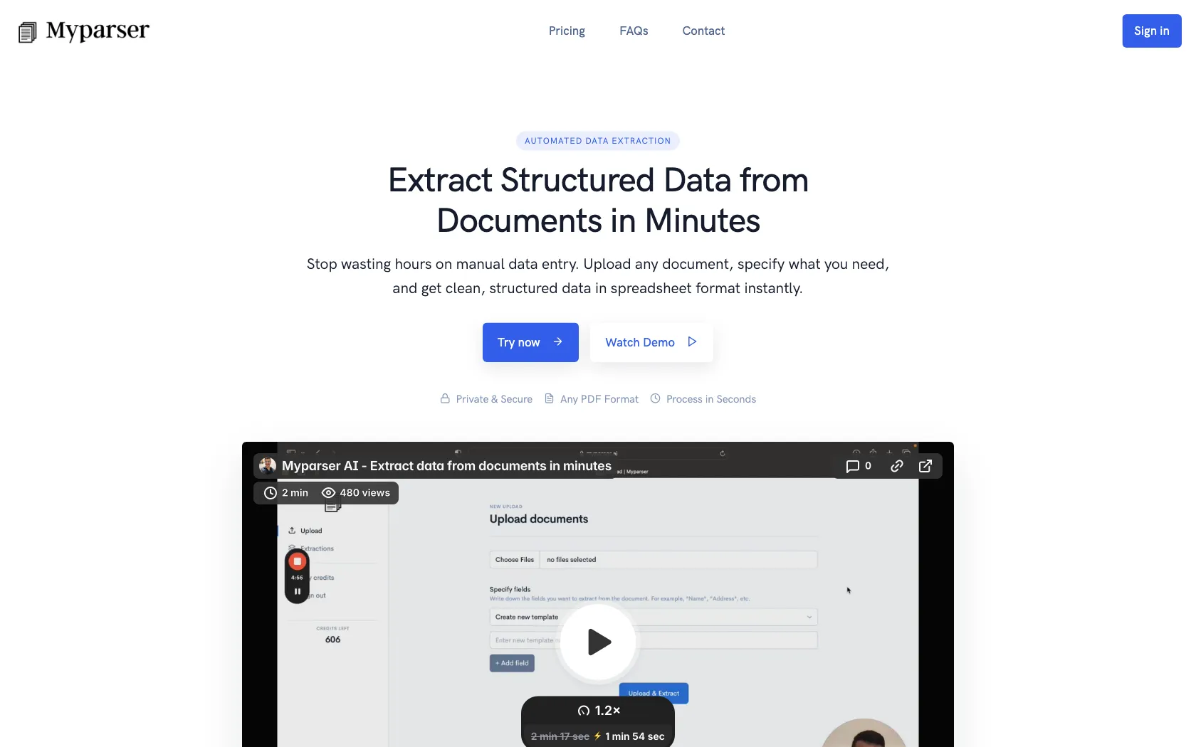 Screenshot or logo of Myparser AI tool