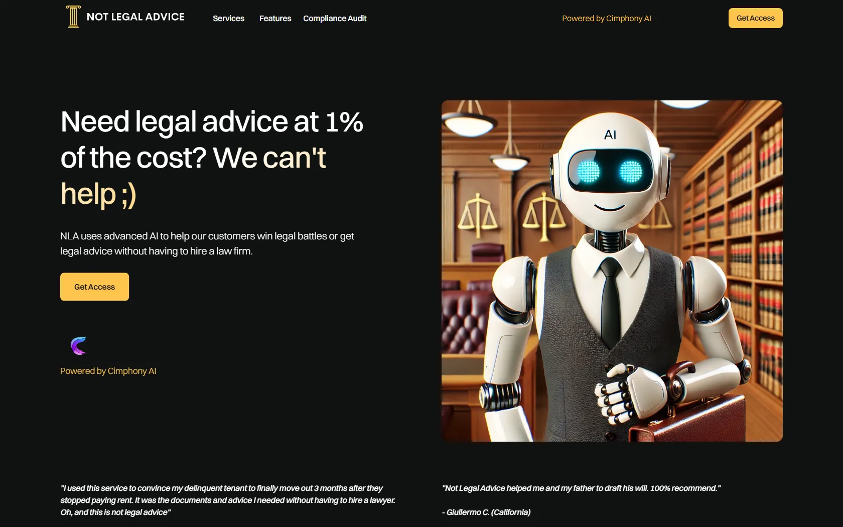 Screenshot or logo of Not Legal Advice tool