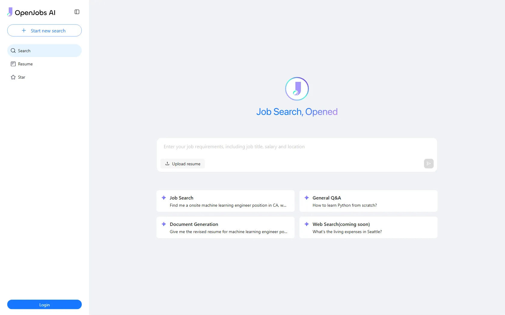 Screenshot or logo of OpenJobs AI tool