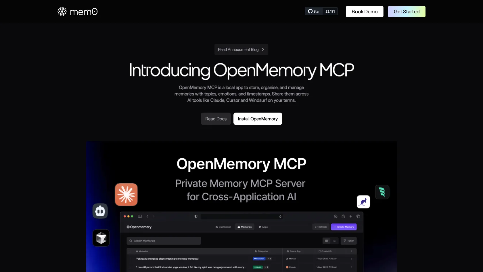 OpenMemory MCP screen shot