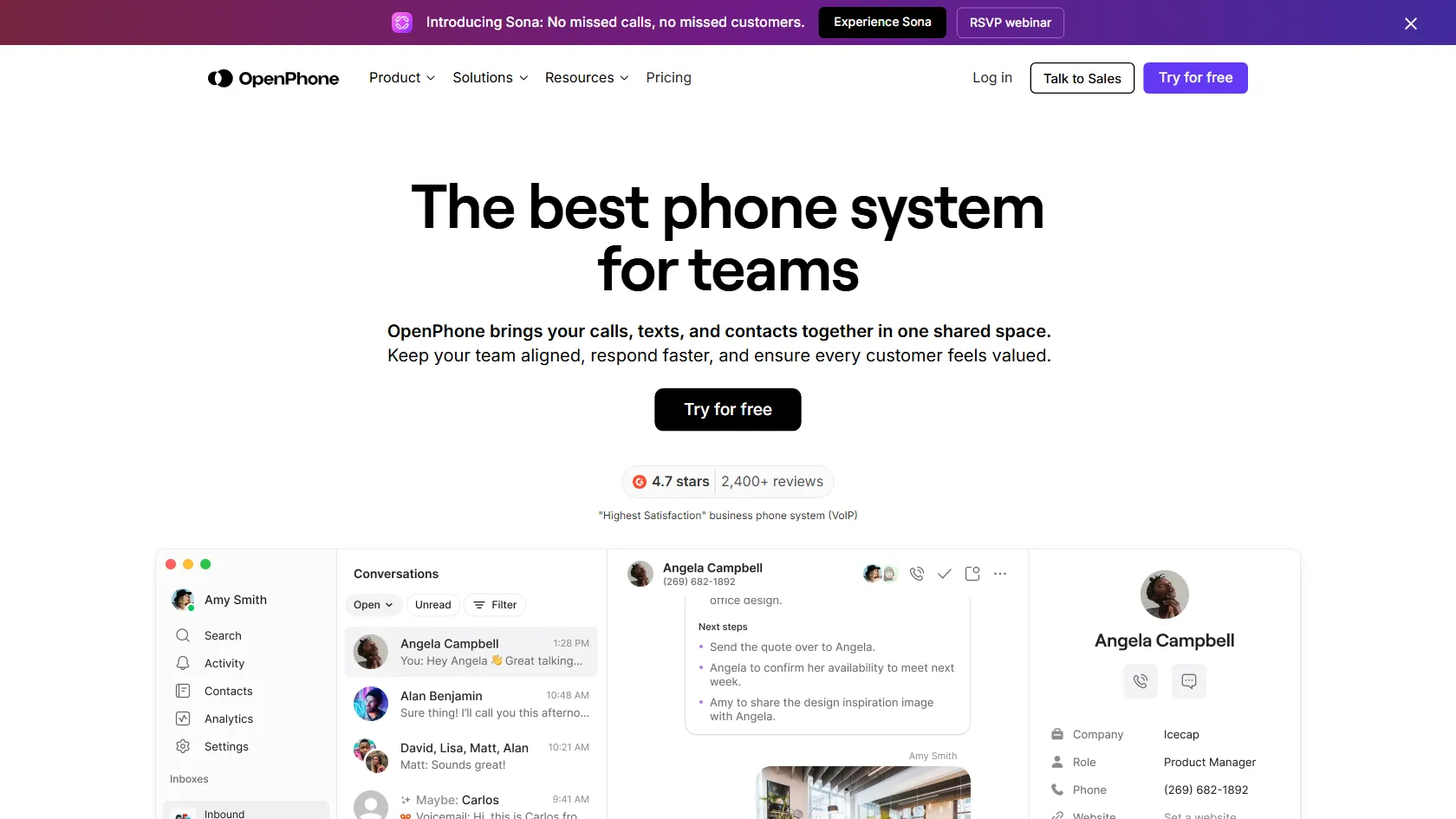 Screenshot or logo of OpenPhone tool