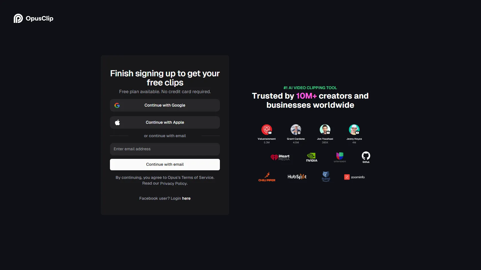 Screenshot or logo of OpusClip tool