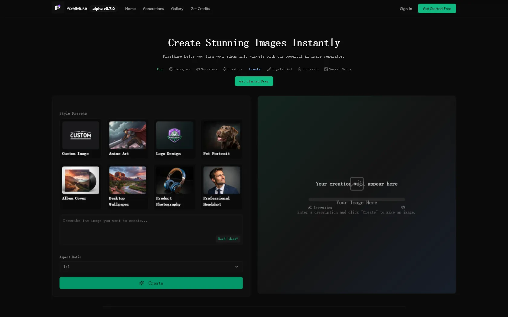 Screenshot or logo of PixelMuse tool