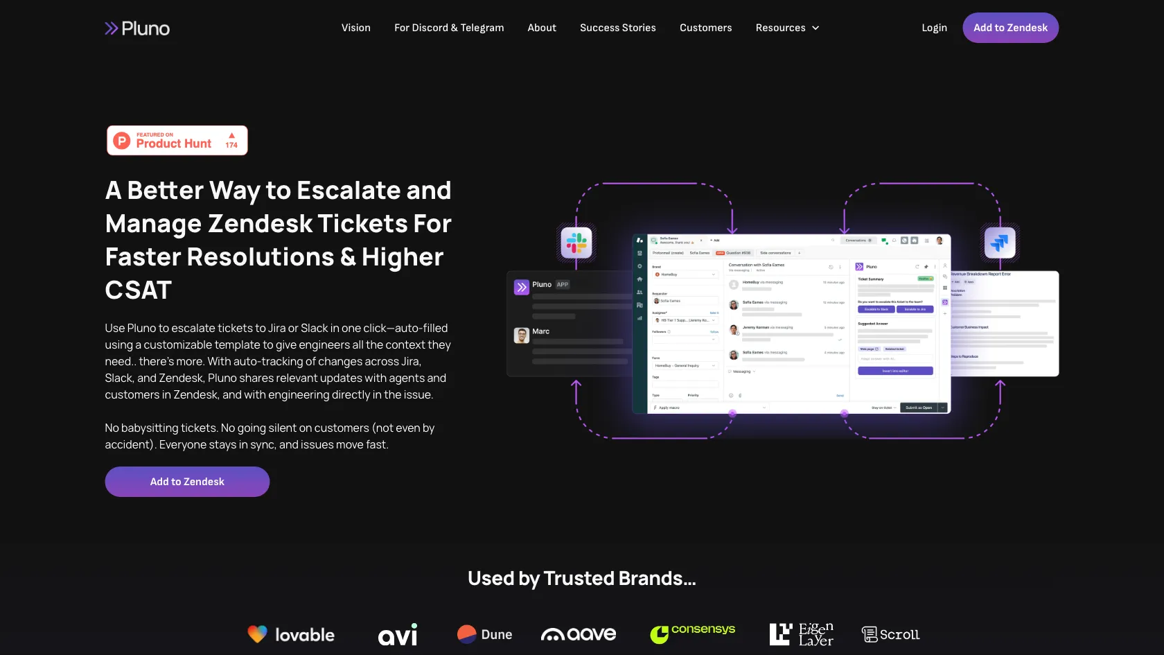 Screenshot or logo of Pluno for Zendesk tool