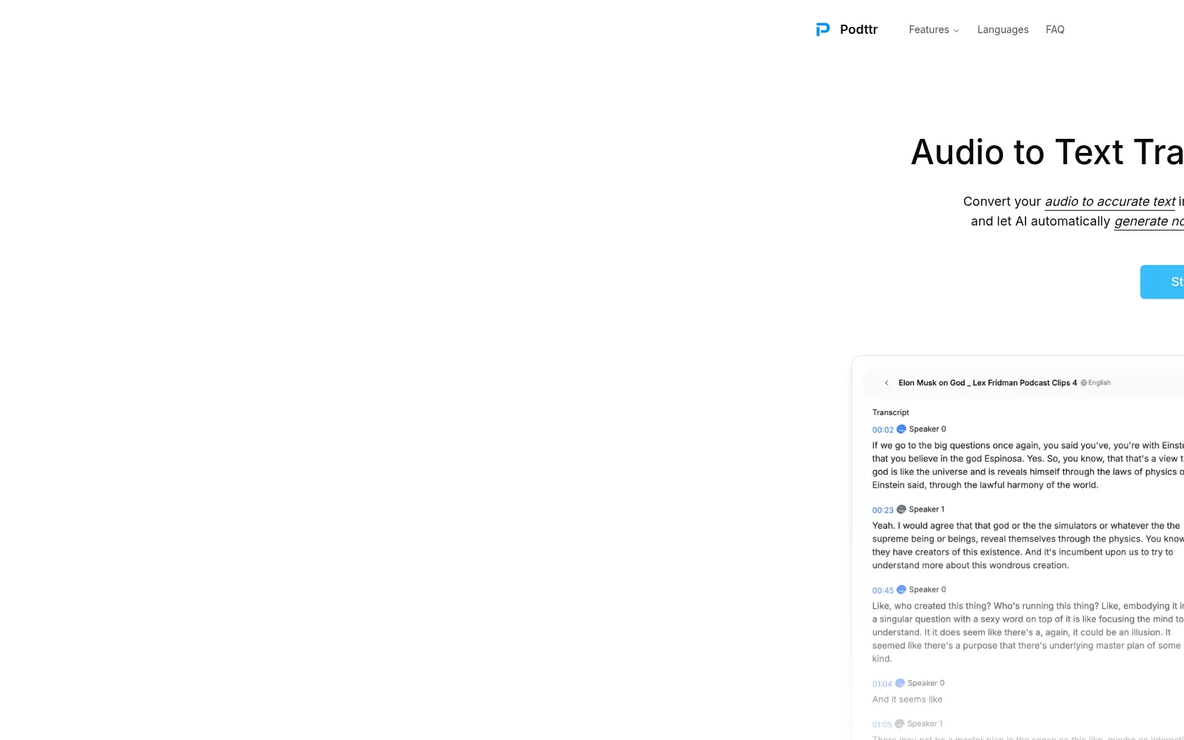 Screenshot or logo of Podttr tool