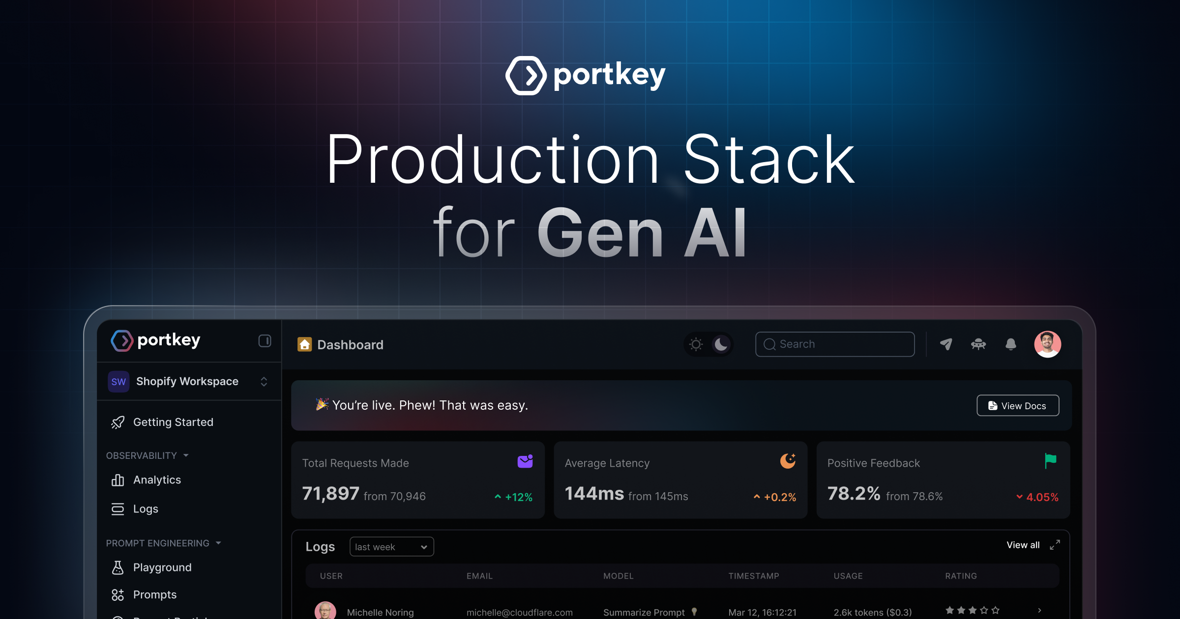 Screenshot or logo of Portkey tool
