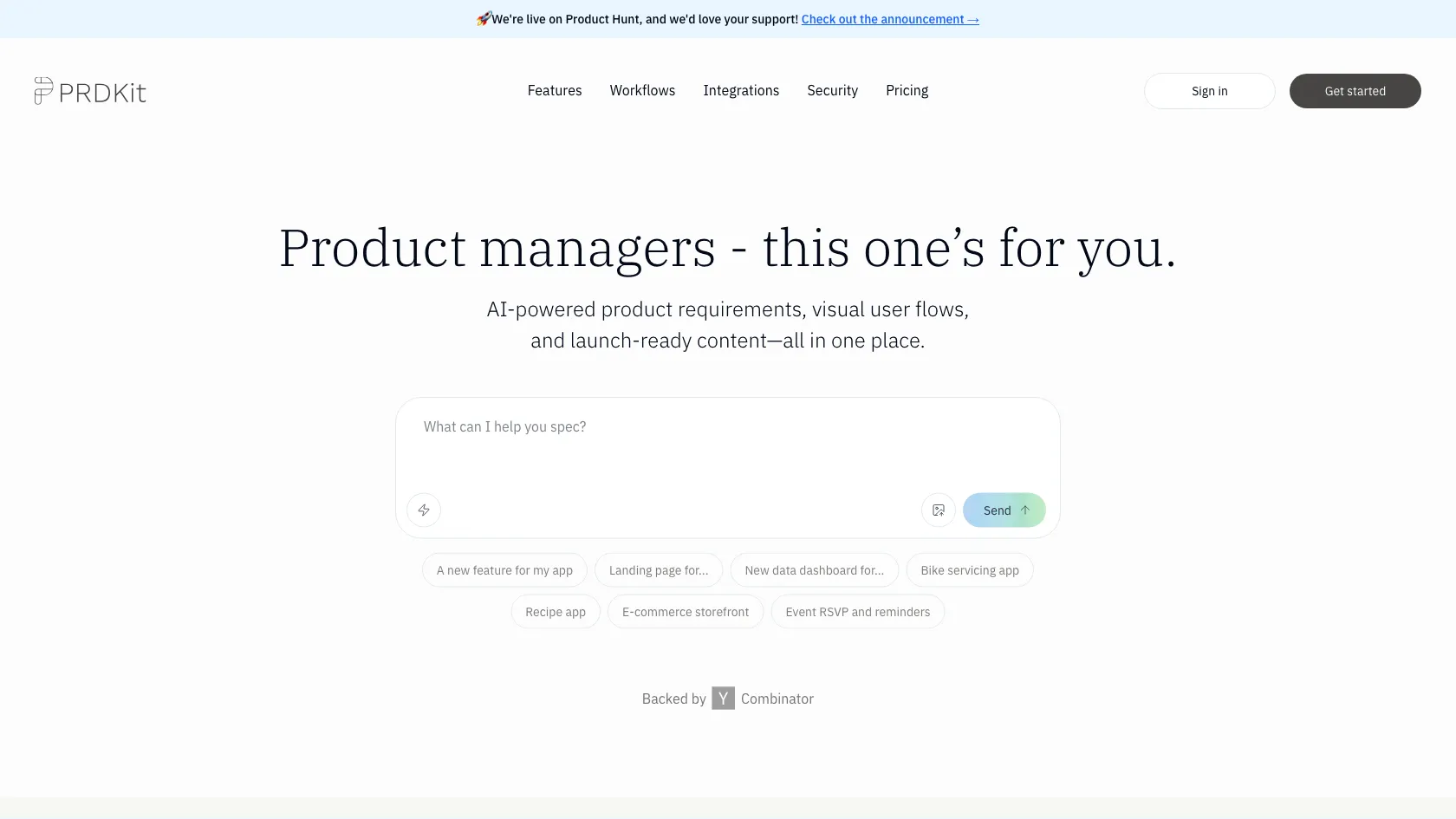 Screenshot or logo of PRDKit tool