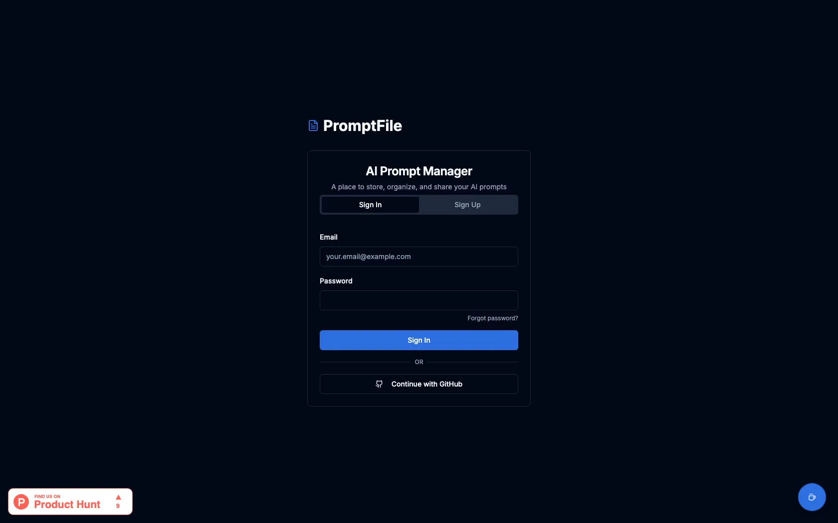 Screenshot or logo of PromptFile tool