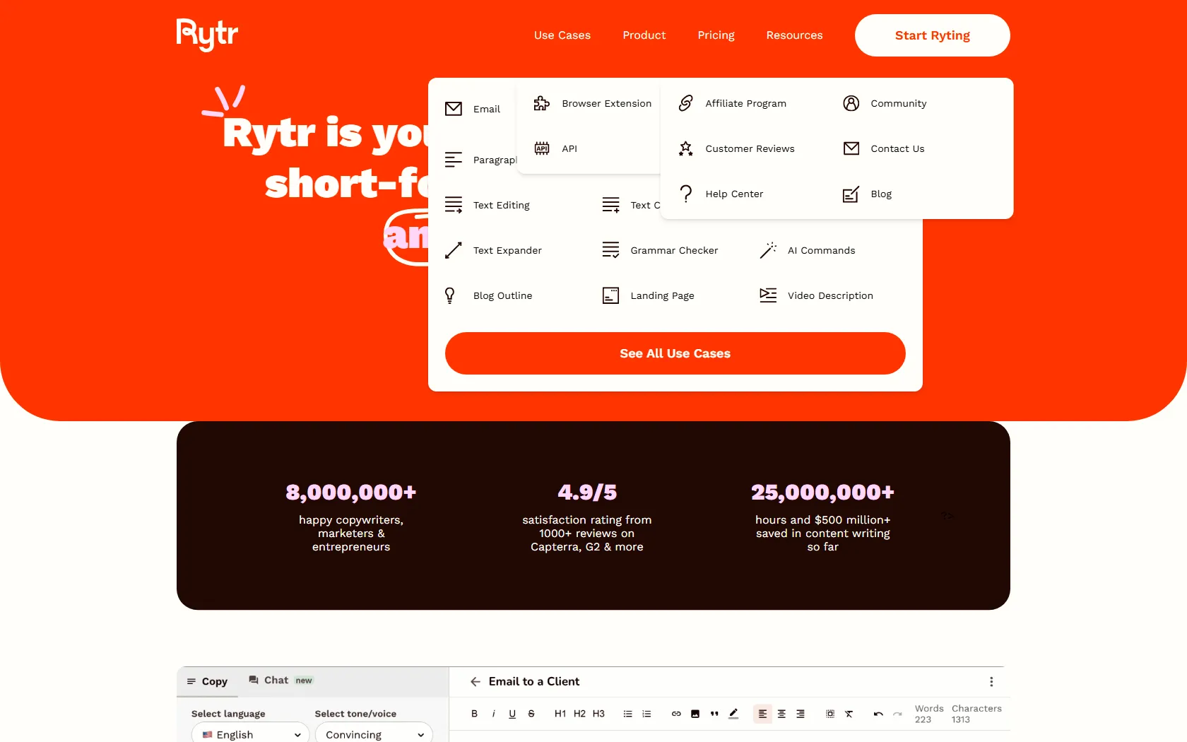 Screenshot or logo of Rytr tool