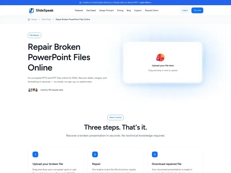 Screenshot or logo of SlideSpeak tool