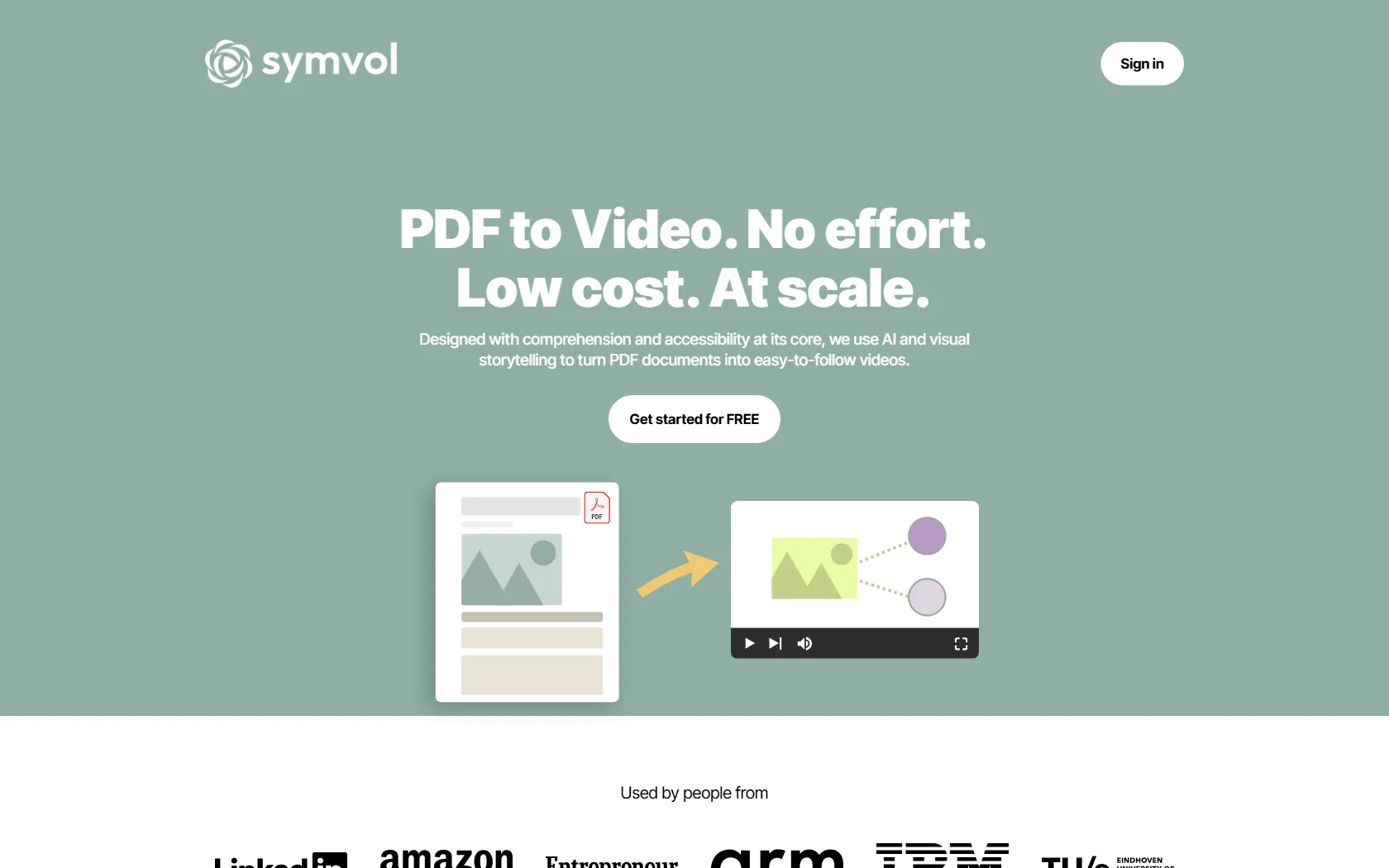 Screenshot or logo of Symvol | PDF-to-Video tool