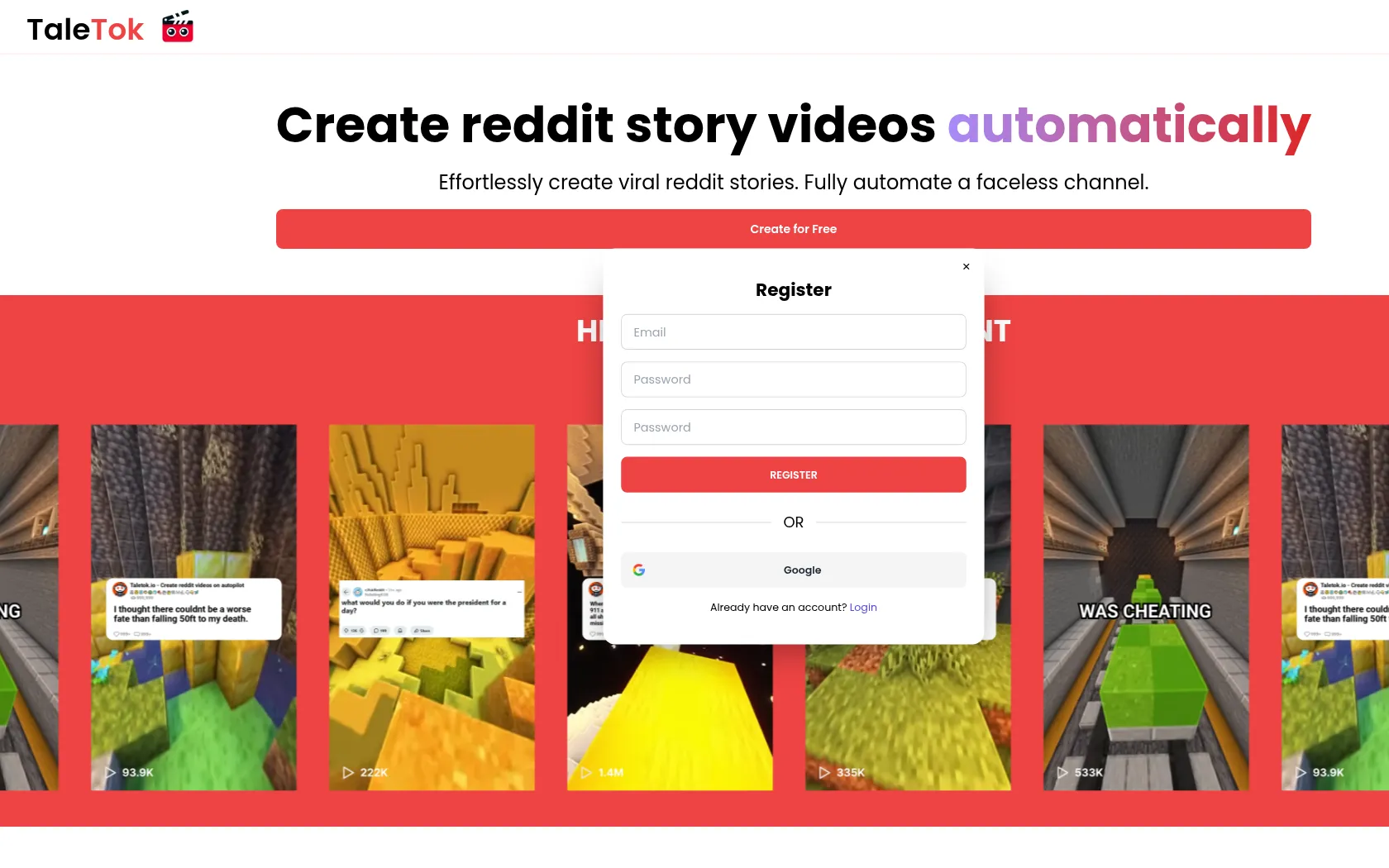 Screenshot or logo of TaleTok.io tool