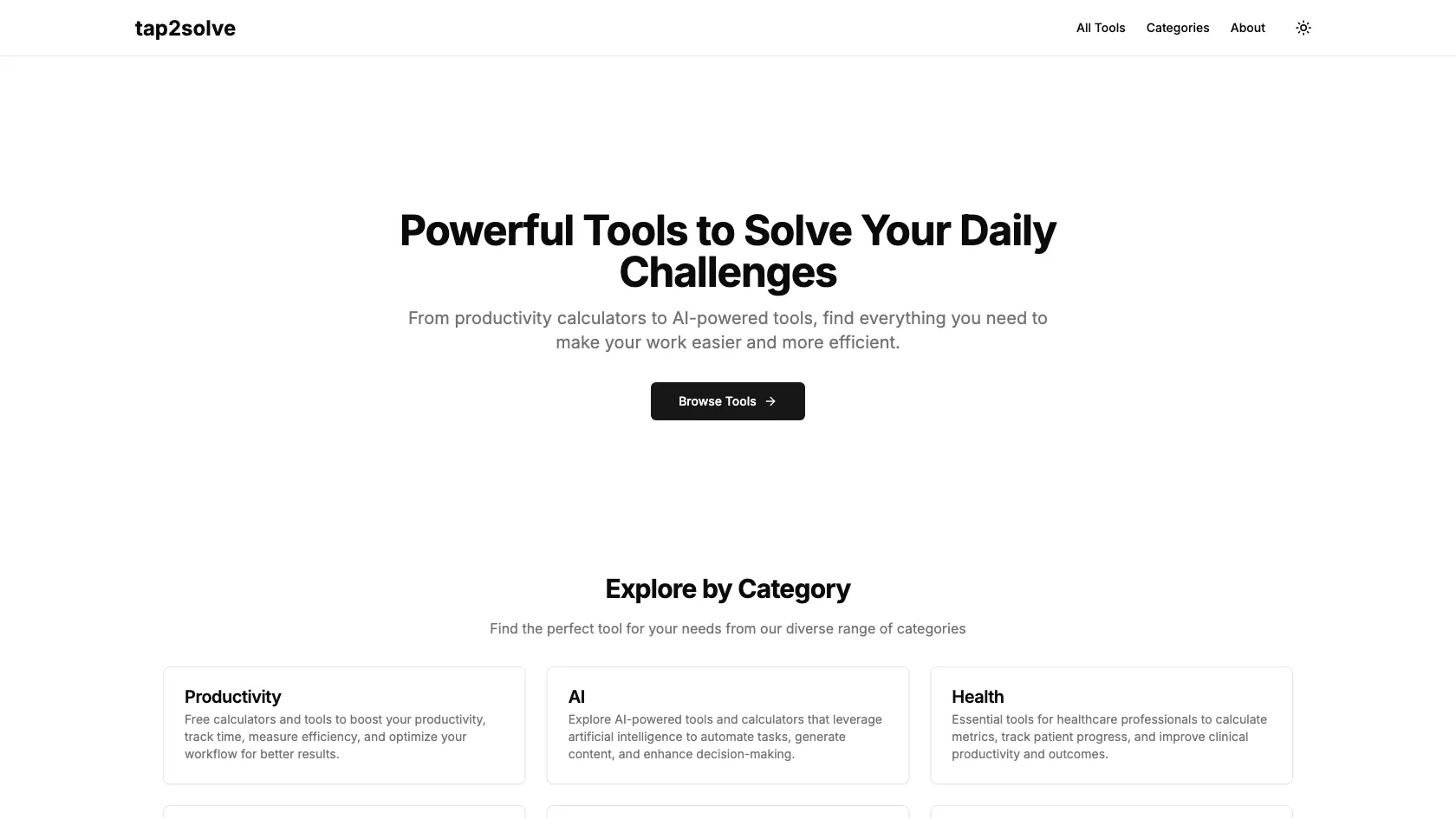 Screenshot or logo of tap2solve tool