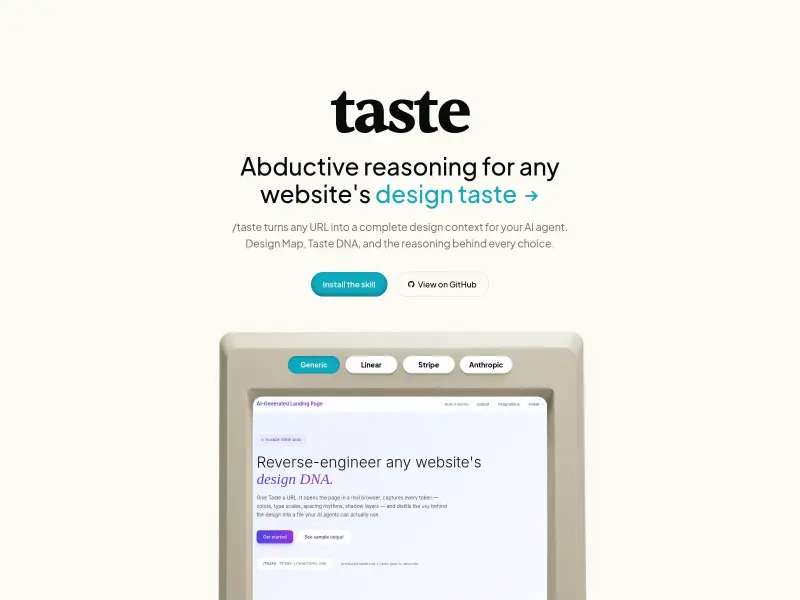Screenshot or logo of Taste Lab tool