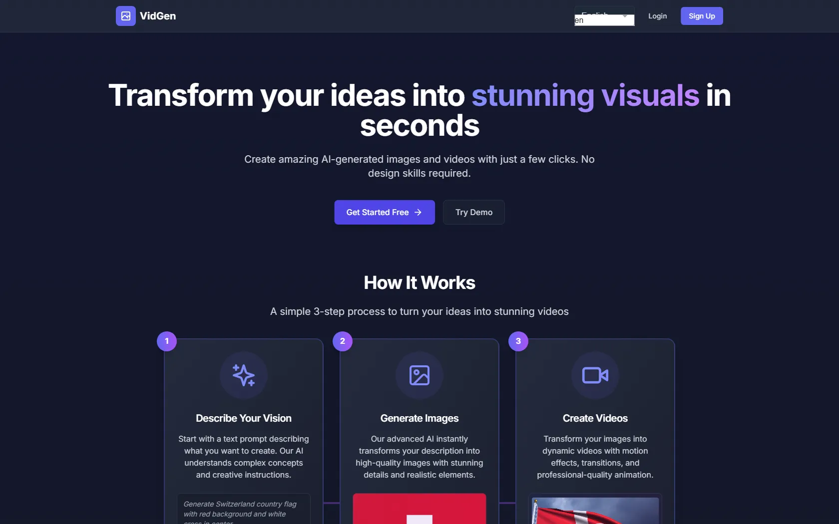 Screenshot or logo of VidGen tool