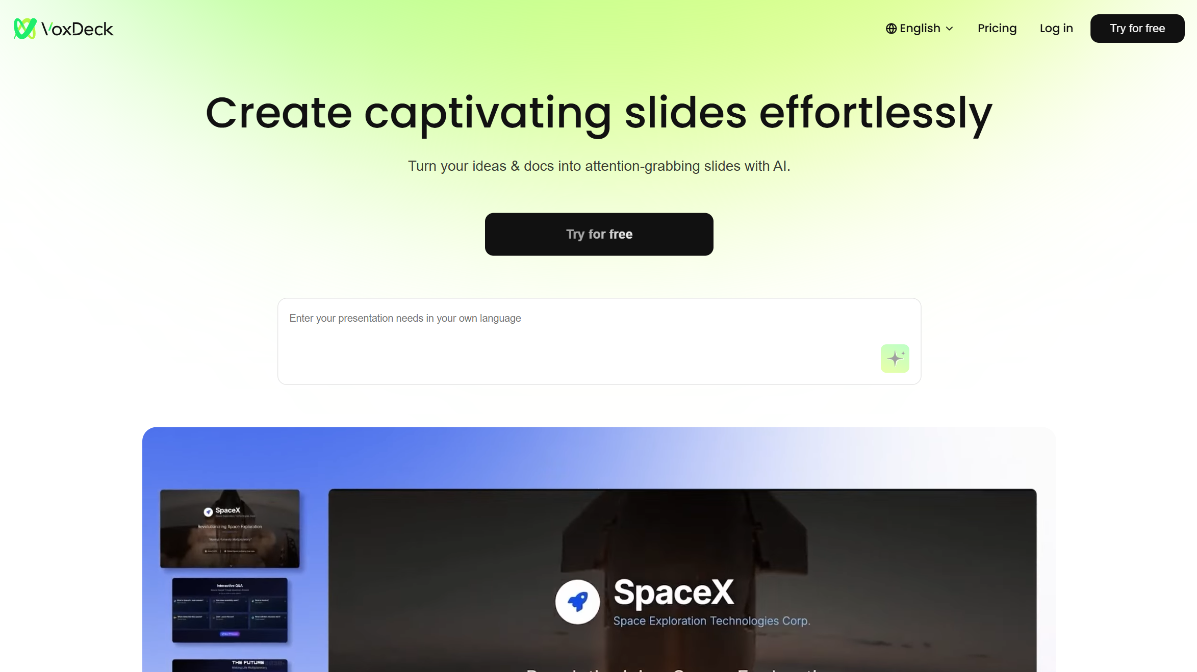 Screenshot or logo of VoxDeck tool