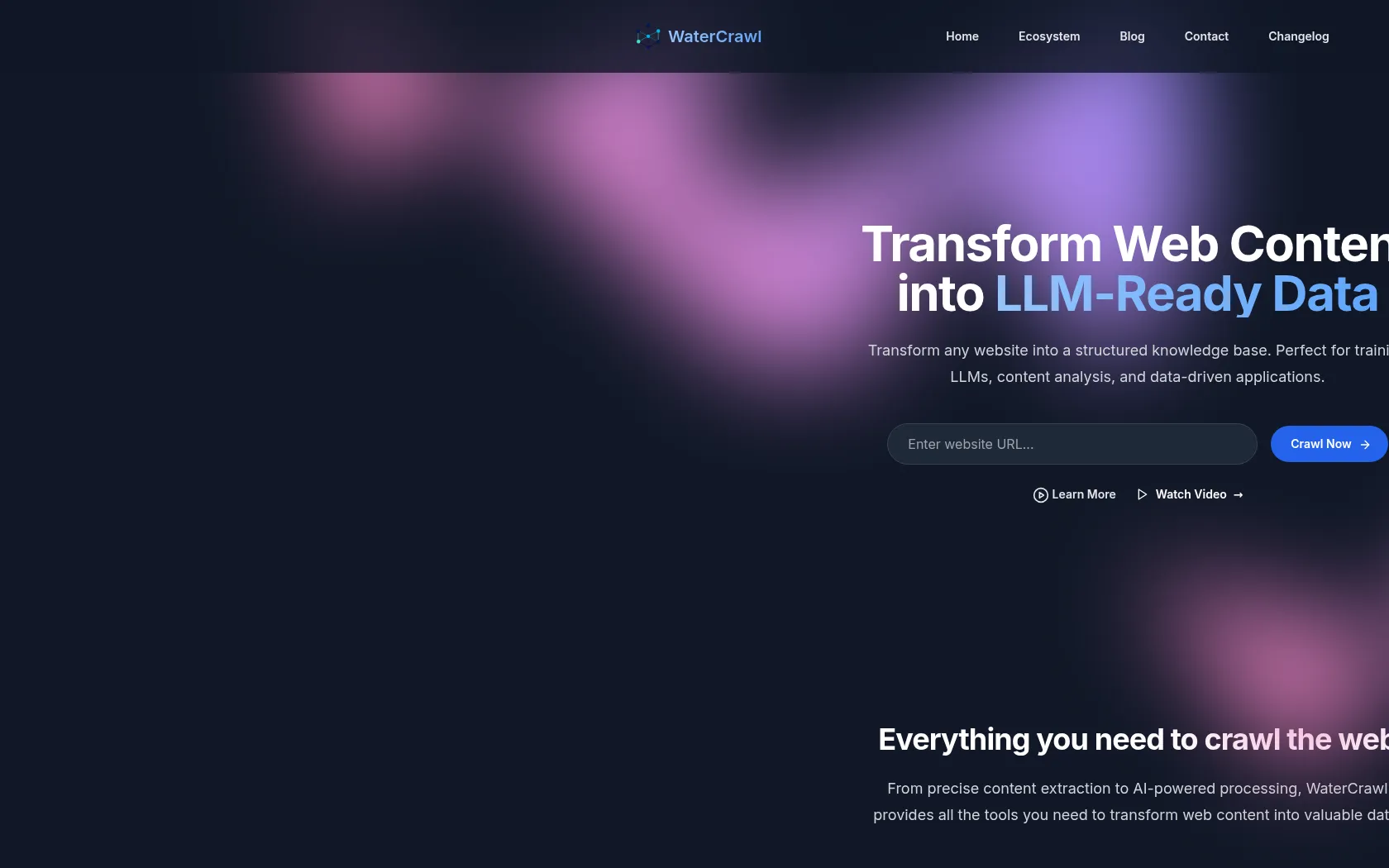 Screenshot or logo of WaterCrawl tool