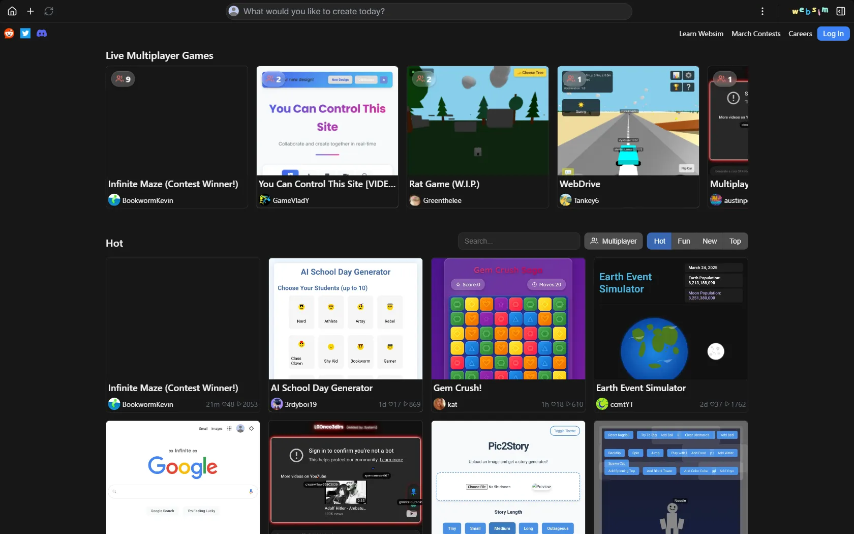 Screenshot or logo of Websim tool