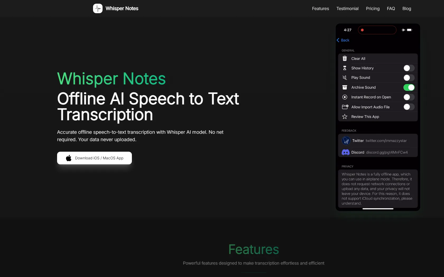 Screenshot or logo of Whisper Notes tool