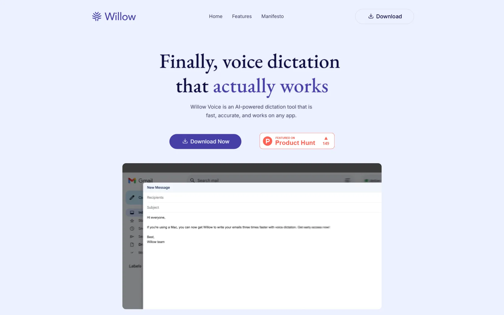 Screenshot or logo of Willow Voice tool