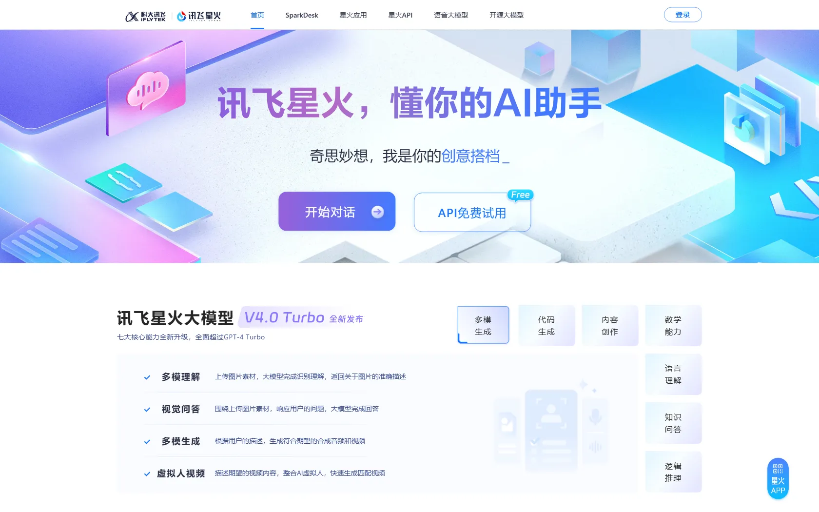 Screenshot or logo of 讯飞星火 tool